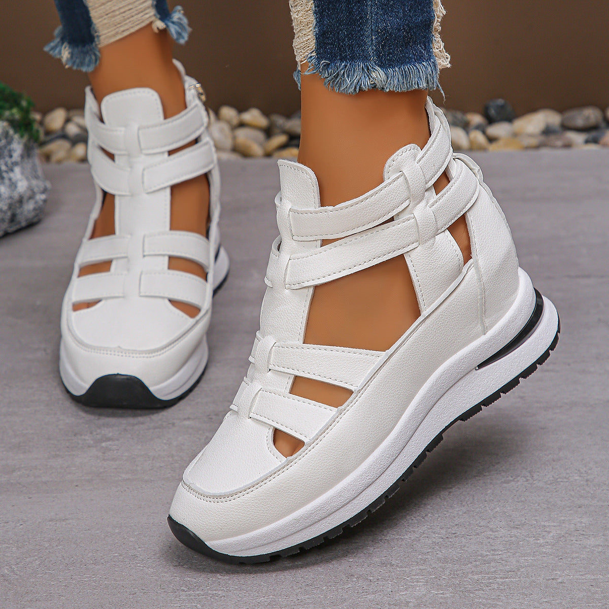 Women's Closed-Toe Cut-Out Platform Sandals