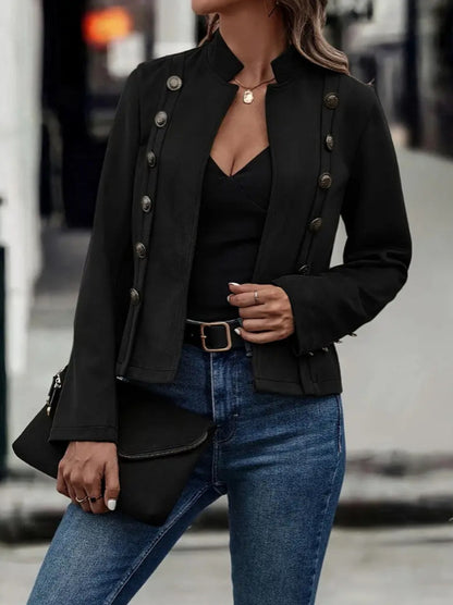 Women's Double-Breasted Short Faux Suede Jacket (photo 7)