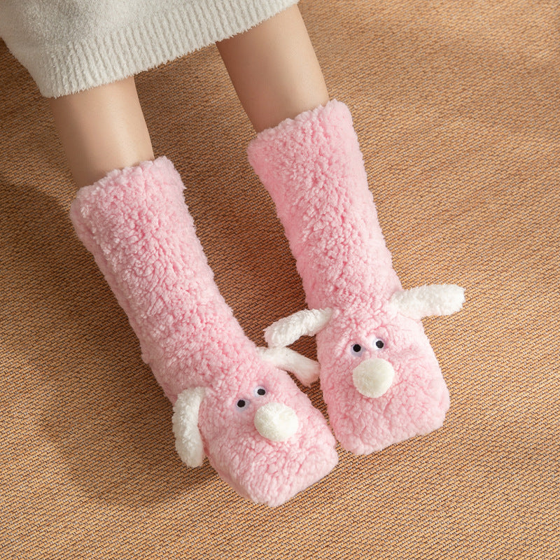 Women's Cartoon Dog Plush Floor Socks (photo 2)