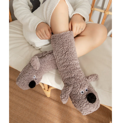 Women's Cartoon Dog Plush Floor Socks (photo 3)