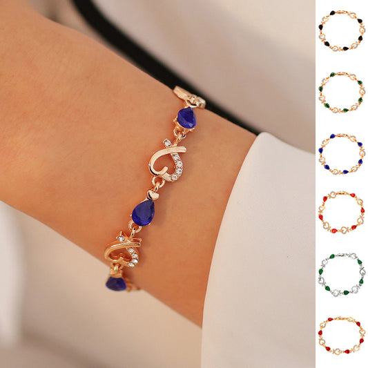 Hollow Heart Rhinestone Bracelet
