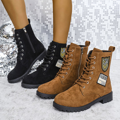 Women's Lace-Up Chunky Heel Ankle Boots (photo 2)