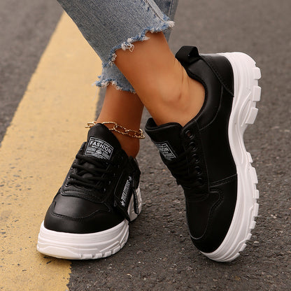 Women's Chunky Sole Lace-Up Sneakers with Side Zipper (photo 2)