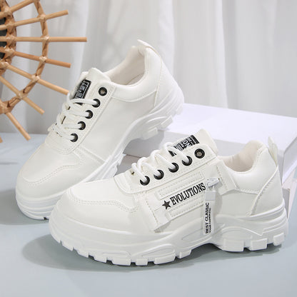 Women's Chunky Sole Lace-Up Sneakers with Side Zipper (photo 10)