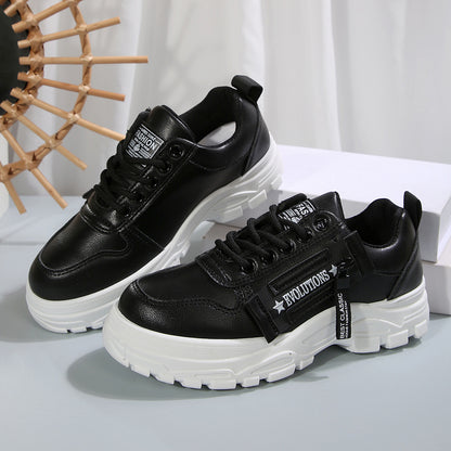 Women's Chunky Sole Lace-Up Sneakers with Side Zipper (photo 9)