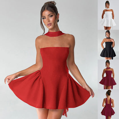 Women's Strapless Mini Dress with Back Zipper