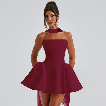 Women's Strapless Mini Dress with Back Zipper (photo 8)