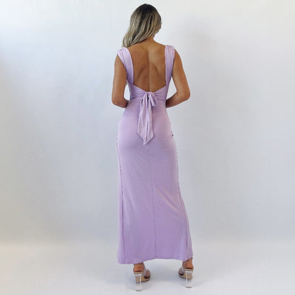 Women's Sleeveless Slit Dress with Back Tie (photo 2)