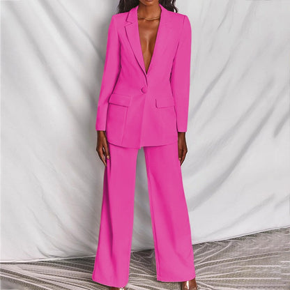 Women's Lapel Blazer and Straight-Leg Pants Set (photo 49)