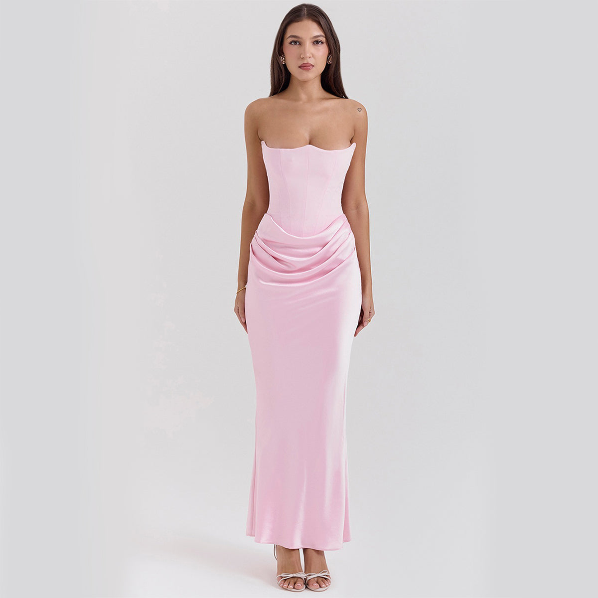 Women's Strapless Backless Bandeau Maxi Dress (photo 11)