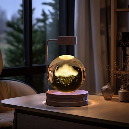 3D Engraved Crystal Ball Night Light with Wooden Base, USB (photo 98)