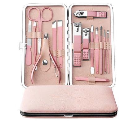 Stainless Steel Manicure Set with Pink Case - 15 Pieces (photo 3)
