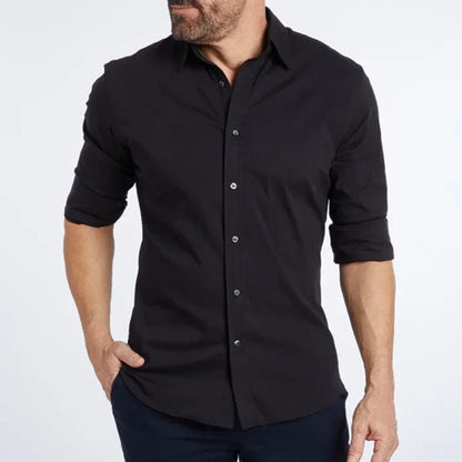 Men's Lapel Zip-Front Long-Sleeve Shirt (photo 2)