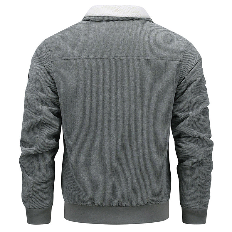 Men's Lapel Padded Fleece Jacket with Pockets (photo 6)