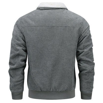 Men's Lapel Padded Fleece Jacket with Pockets (photo 6)