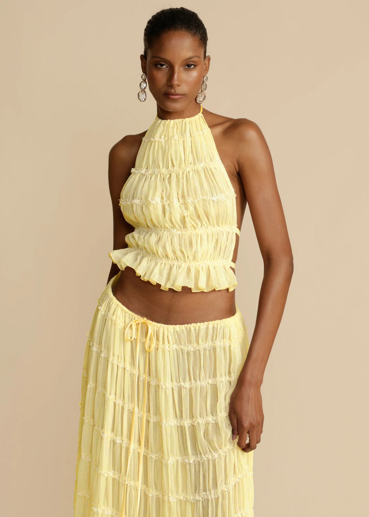 Women's Halter Crop Top and Pleated Maxi Skirt Set (photo 13)