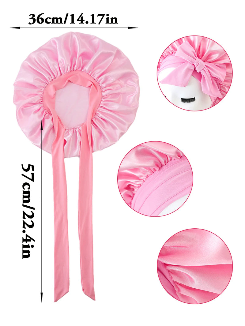 Satin Sleep Bonnet with Ribbon (photo 2)