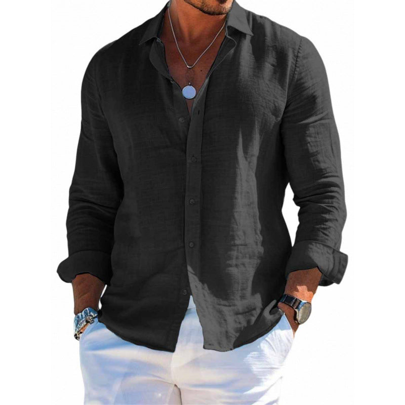 Men's Loose Lapel Long-Sleeve Button Shirt (photo 2)