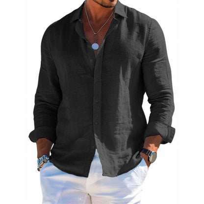 Men's Loose Lapel Long-Sleeve Button Shirt (photo 2)