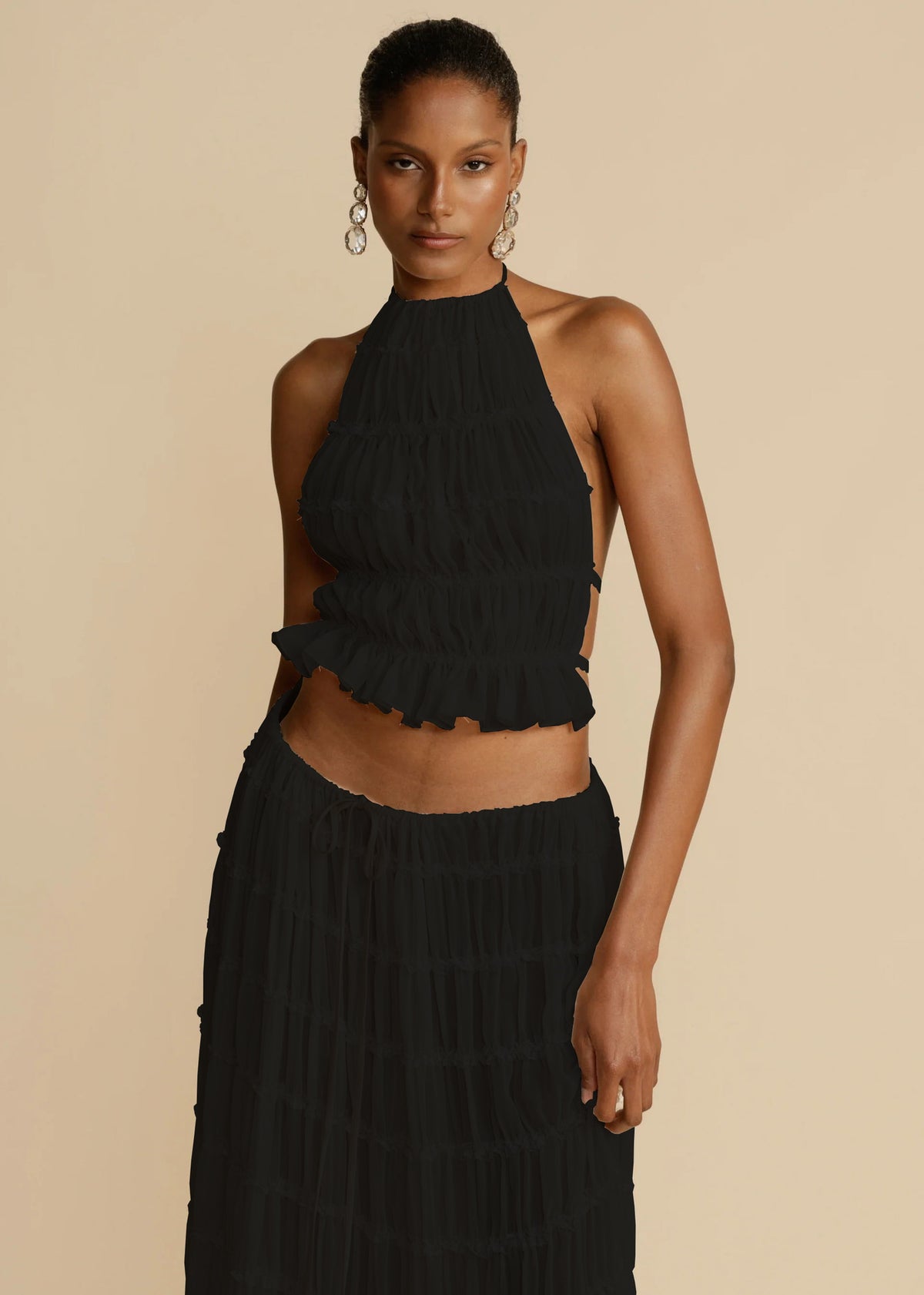 Women's Halter Crop Top and Pleated Maxi Skirt Set (photo 14)