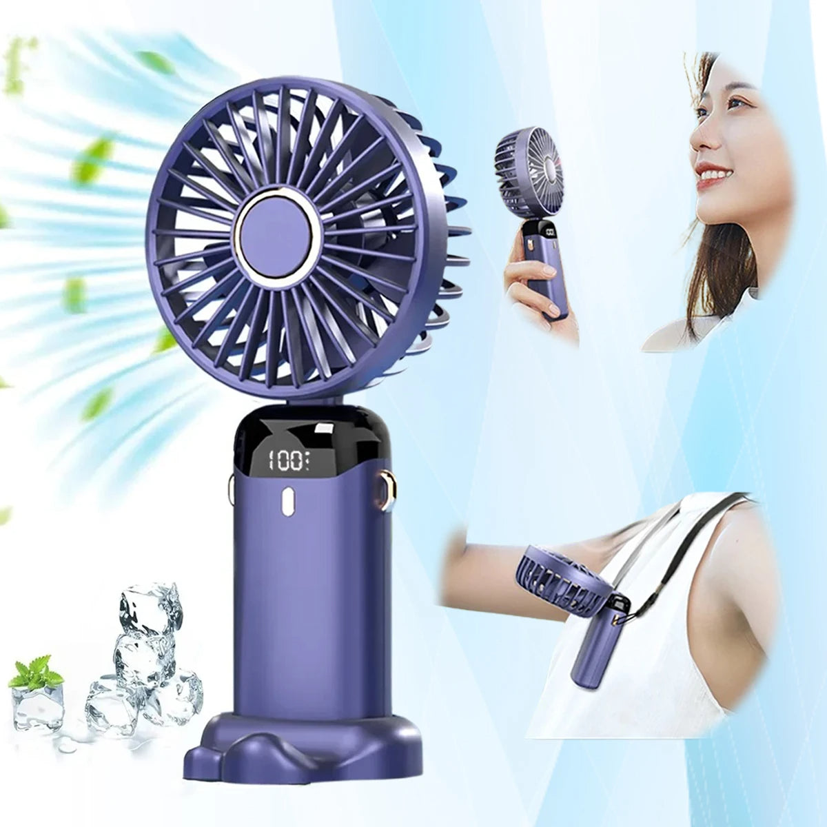 Foldable USB Rechargeable Handheld and Neck Fan