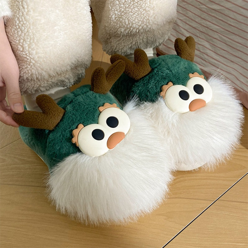 Christmas Deer Plush Slippers with Heel Cover (photo 4)