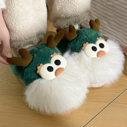Christmas Deer Plush Slippers with Heel Cover (photo 4)