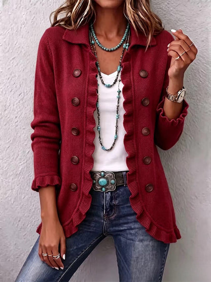 Women's Ruffled Button-Front Knit Cardigan (photo 11)