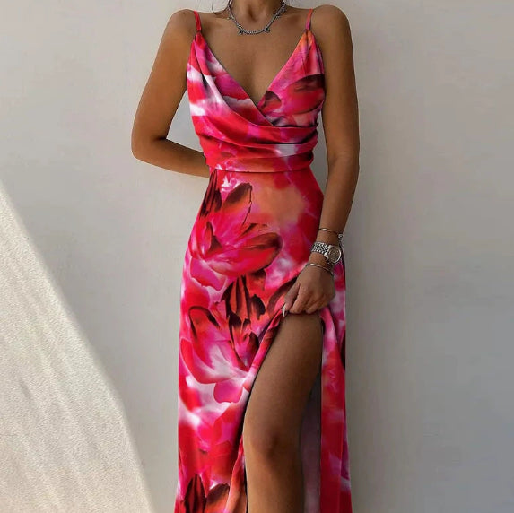 Women's V-Neck Strappy Midi Dress with Slit (photo 20)