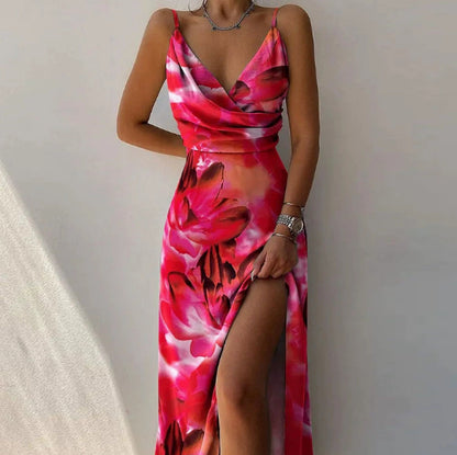 Women's V-Neck Strappy Midi Dress with Slit (photo 20)
