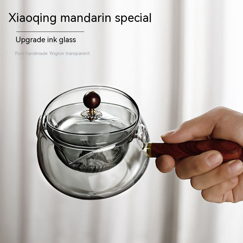 Rotating Glass Teapot with Infuser and Wooden Handle (photo 6)
