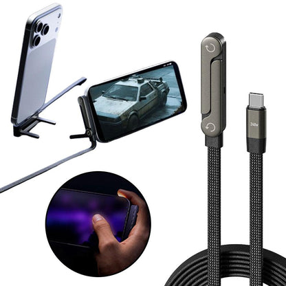 Fast-Charging USB-C Cable with Built-In Foldable Phone Stand