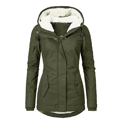 Women's Hooded Fleece Zip Jacket with Buckle (photo 9)
