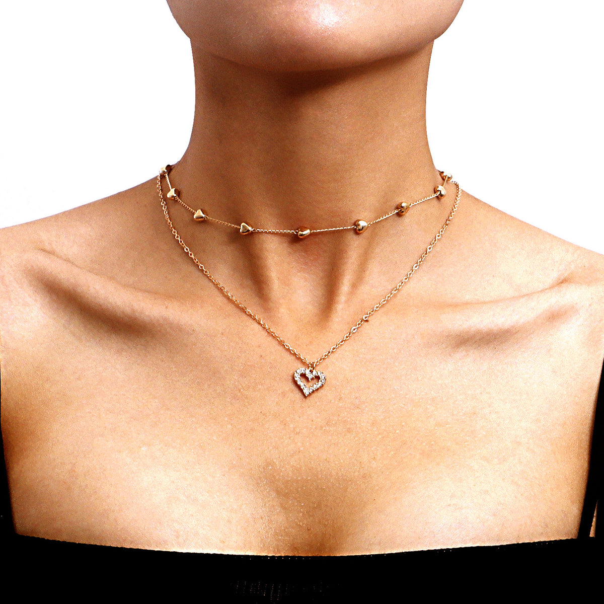 Double-Layer Heart Pendant Necklace (photo 3)
