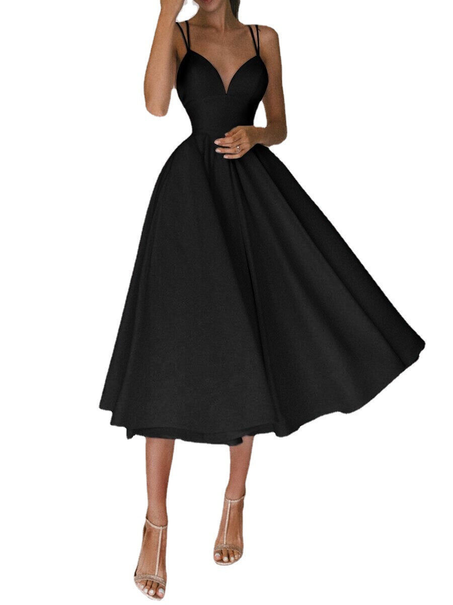 Women's V-Neck Strappy A-Line Maxi Dress (photo 7)