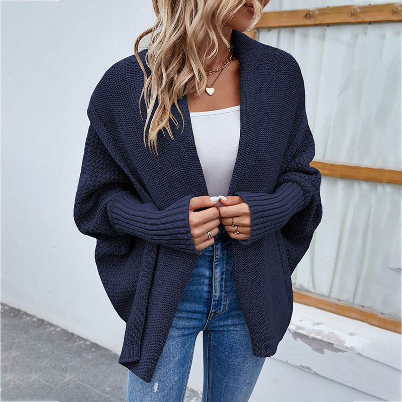 Women's Loose Batwing Lapel Knit Cardigan (photo 9)