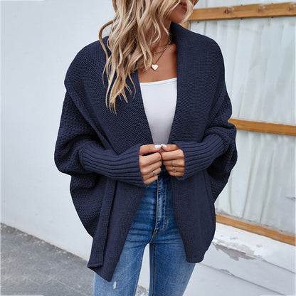 Women's Loose Batwing Lapel Knit Cardigan (photo 9)
