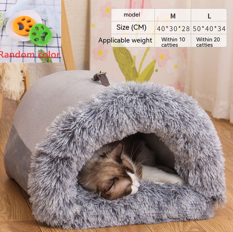 Portable Long-Plush Cat Nest (photo 8)