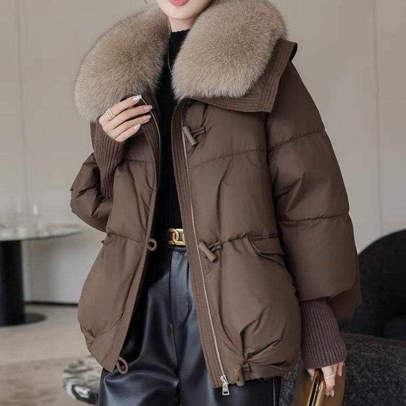 Women's Short Padded Jacket with Faux Fur Collar (photo 7)