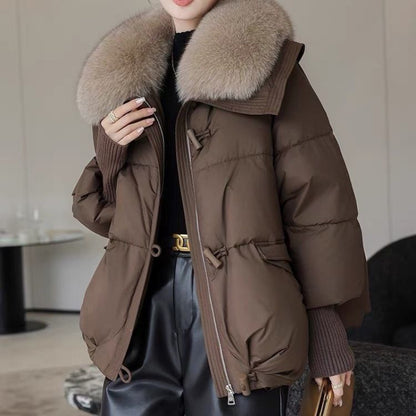 Women's Short Padded Jacket with Faux Fur Collar (photo 7)