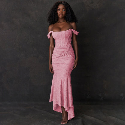 Women's Strapless Ruched Bodycon Maxi Dress (photo 6)