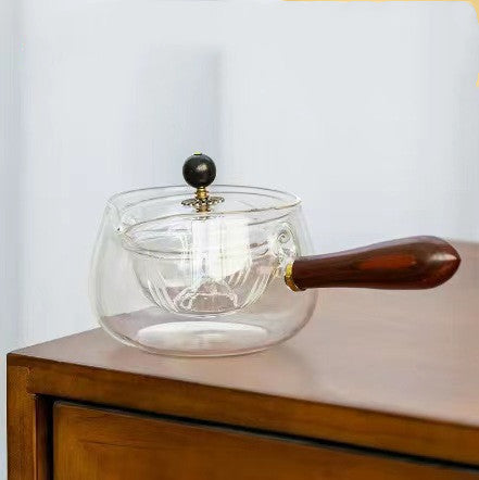 Rotating Glass Teapot with Infuser and Wooden Handle (photo 12)