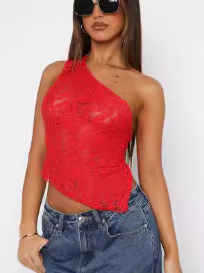 Women's Lace Backless Asymmetric Cami Top (photo 15)
