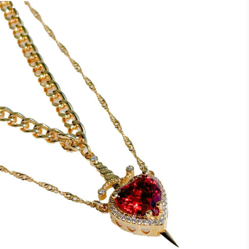 Heart and Sword Couple Necklace Set (photo 7)