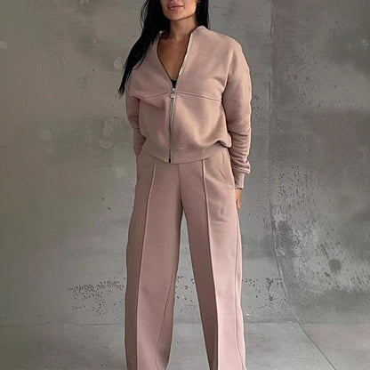 Women's Zip Jacket and Wide-Leg Pants Sports Set (photo 4)