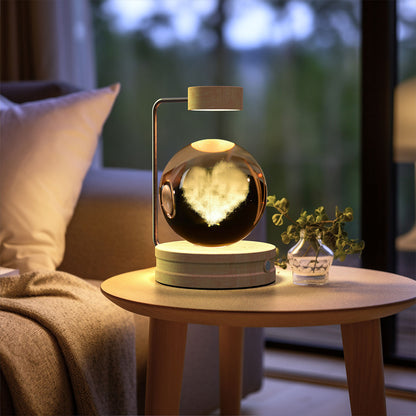 3D Engraved Crystal Ball Night Light with Wooden Base, USB (photo 95)