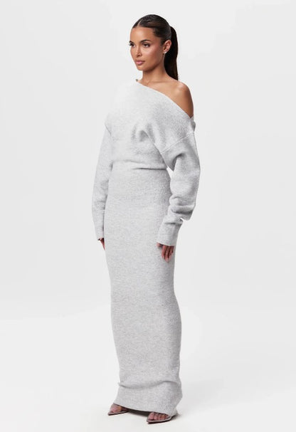 Women's Off-Shoulder Knit Bodycon Maxi Dress (photo 3)