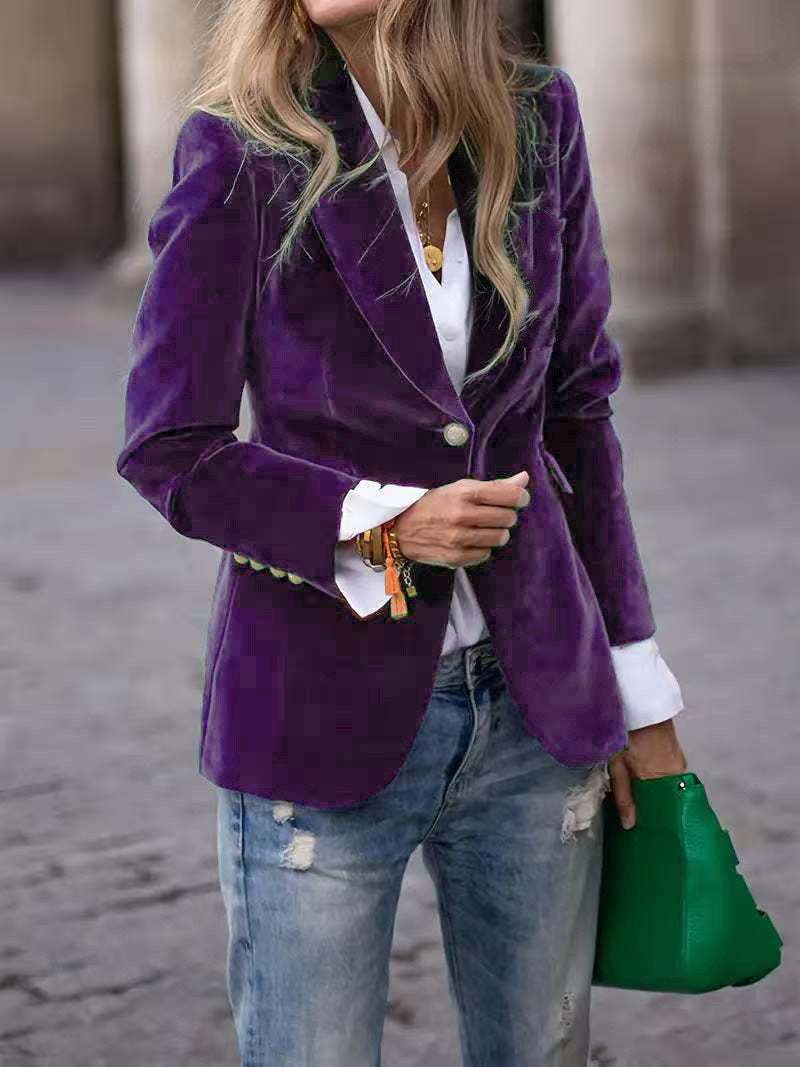 Women's Slim-Fit Velvet Blazer (photo 13)