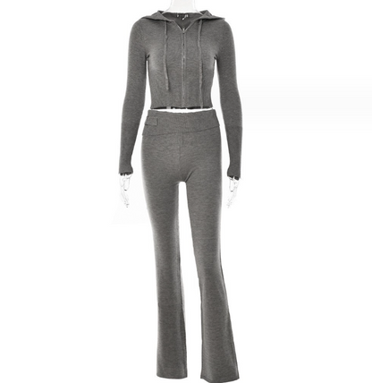Women's Zip-Up Hoodie and High-Waist Pants Set (photo 20)