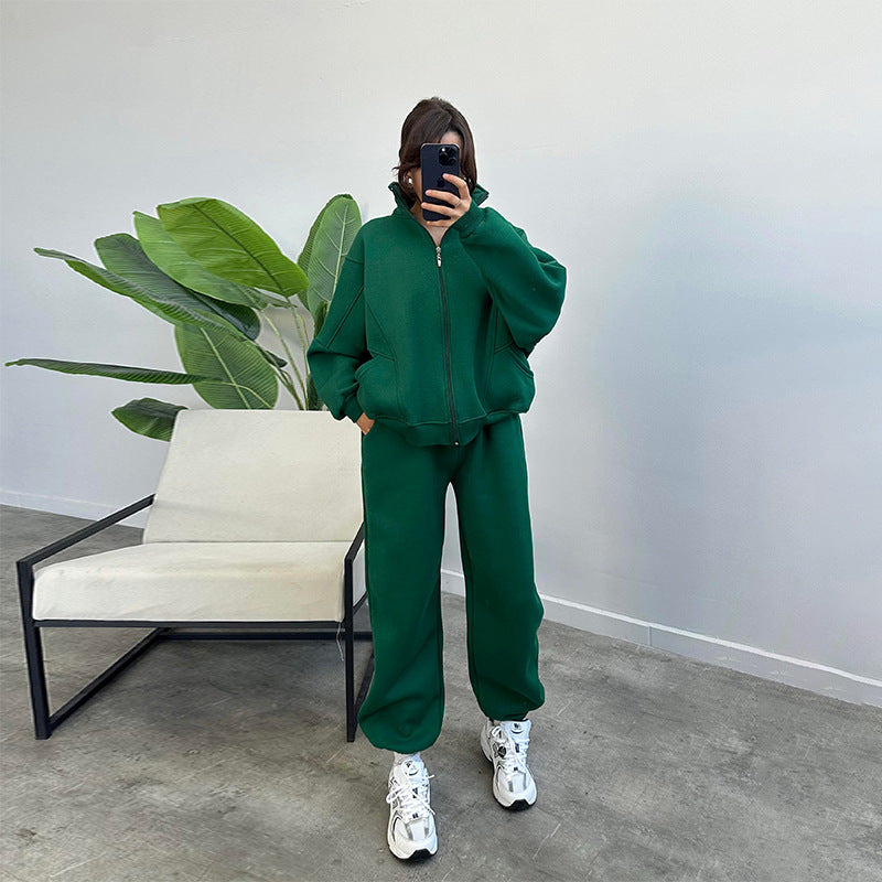 Women's Zip-Up Stand-Collar Jacket and Jogger Set (photo 5)